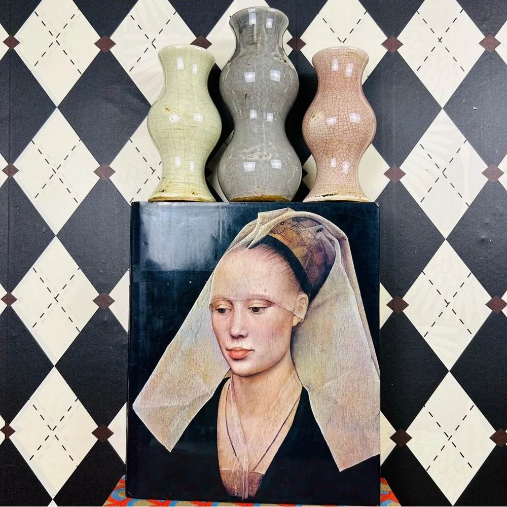 Studio Pottery Trio Bud Vases Crackle Glaze Sculptural| Vintage Luxury Set of 3 - Picture 6 of 16